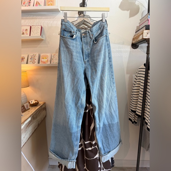 Agolde Dame Wide Leg Light Wash Women's Jeans OVERSIZED - Picture 4 of 5